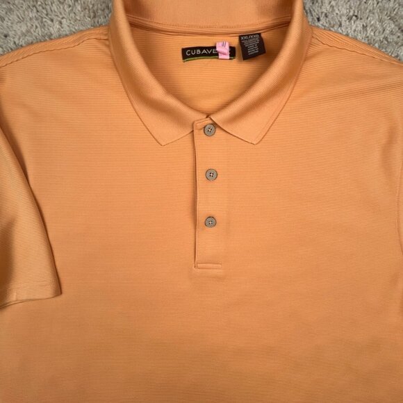 CUBAVERA Mens Polo Shirt Orange Ribbed 2XL Short Sleeve Polyester Golf Active - Picture 1 of 12